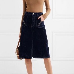 See By Chloe Zip Pocket velvet Midi Skirt in Midnight size 40 EU. Never worn